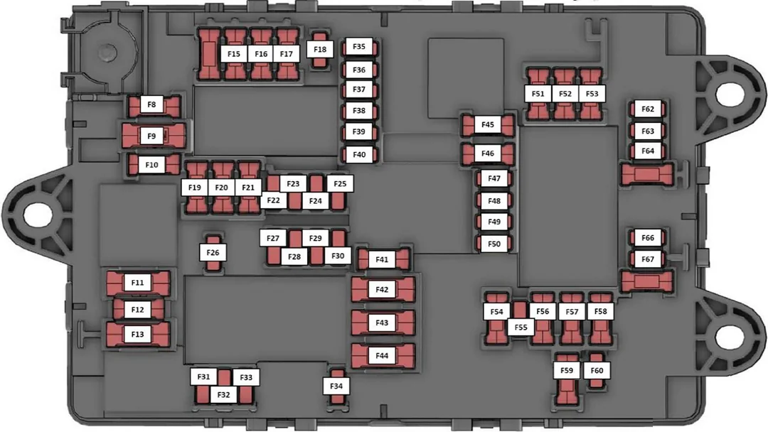 Rivian R1T driver's side fuse box diagram layout