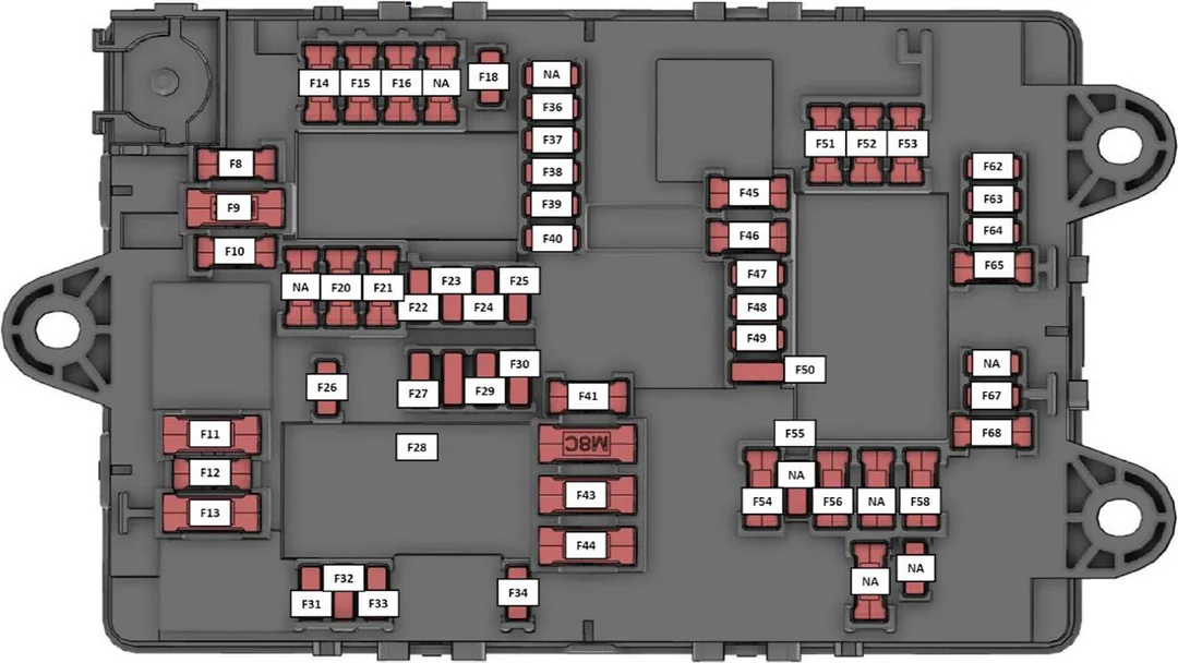Rivian R1T passenger side fuse box diagram layout